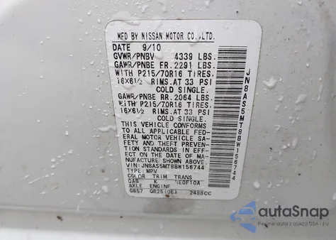 2011 Nissan Rogue S from USA, damaged, VIN JN8AS5MT8BW156744